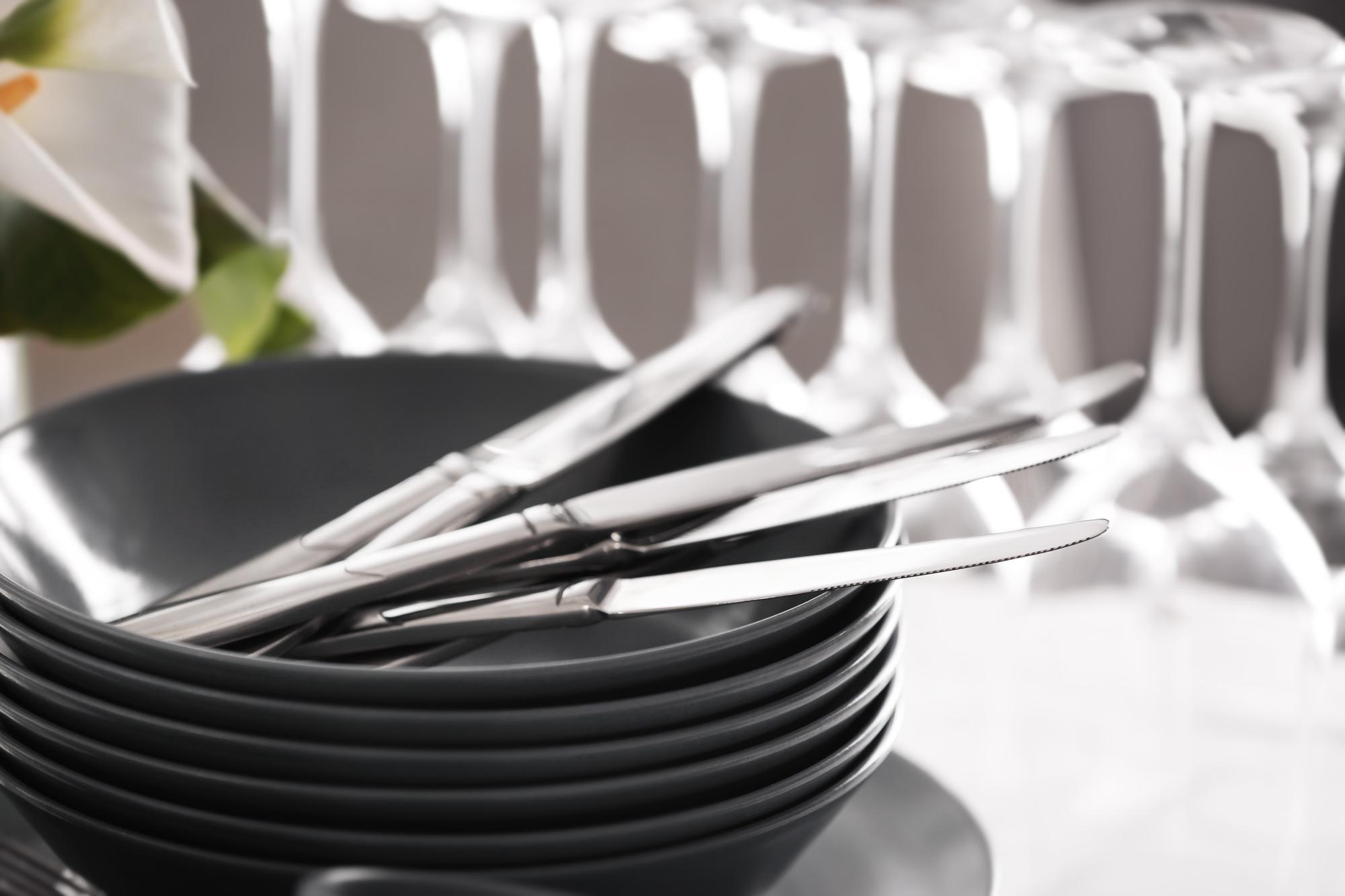 Studio kitchen with precision tools and plated food