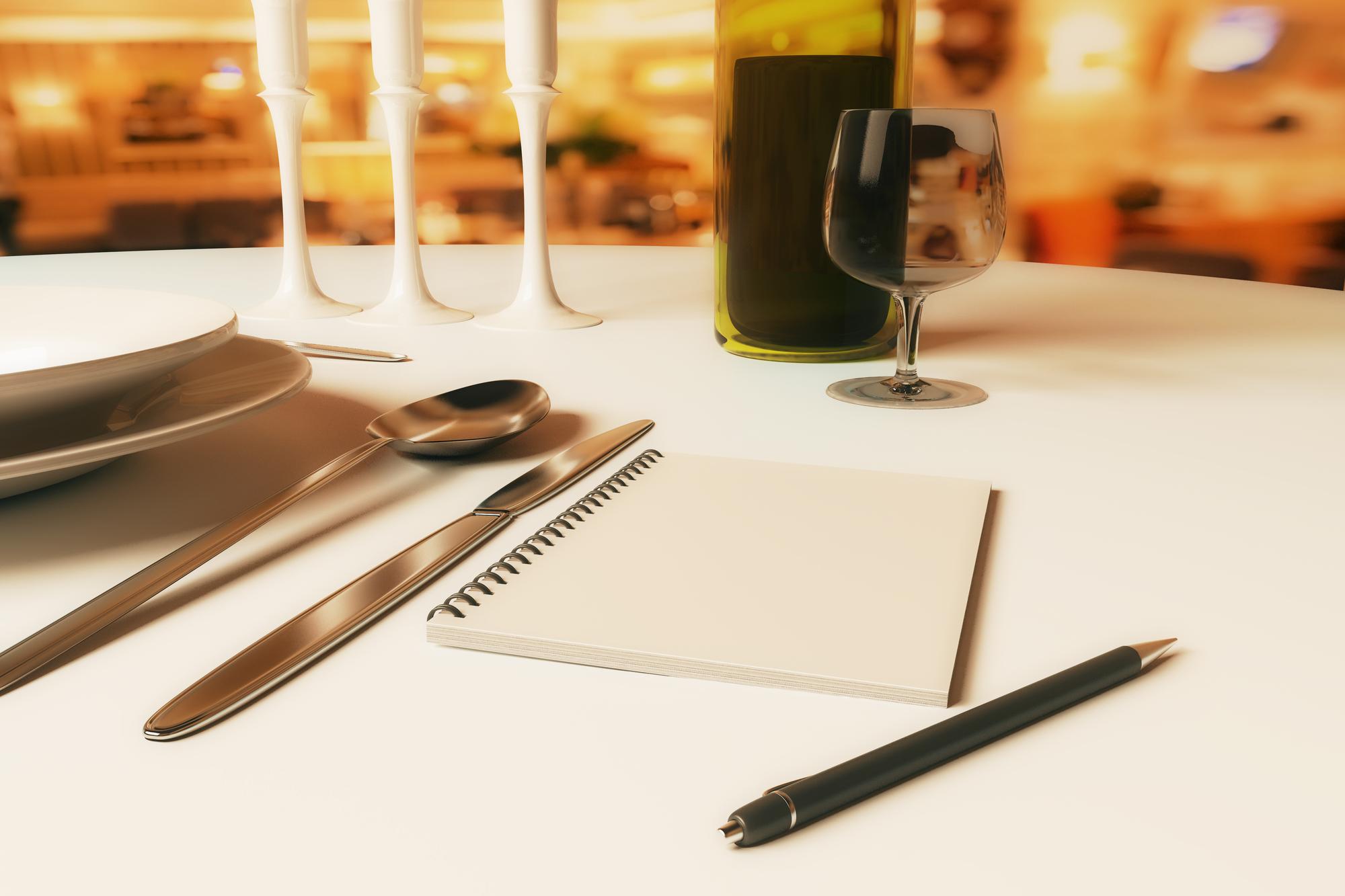 Notebook with menu planning and tasting notes
